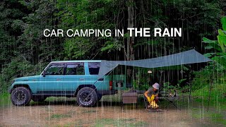 CAMPING in the RAIN with Land Cruiser Toyota | STANLEY Lunch Box, Tarp & Bonfire