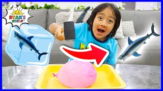 Giant Balloon Melting Ice Easy DIY Science Experiment for kids with Ryan!!!