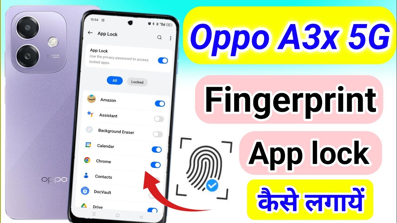 Oppo a3x 5g me fingerprint app lock kaise lagaye / Oppo a3x 5g fingerprint app lock setting