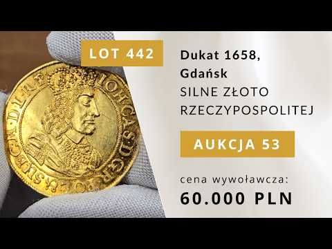 ZŁOTY POLSKI Dukat 1658 Gdańsk – złoto czasu Potopu. Idealnie zachowany | Jan II Kazimierz