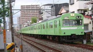 【JR西日本】奈良線103系ウグイス色 近ナラ NS407編成 城陽ゆき当駅止まり 城陽留置線引き上げ線侵入‼️