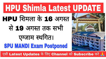 HPU Shimla PG Exam Postponed Official Notification Out