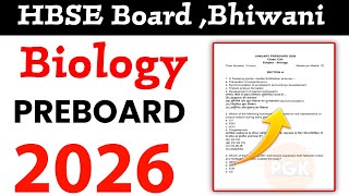 HBSE Class 12th Biology Pre-Board Solved Paper 2026 | Biology Paper Pre-Board 2026 answer key