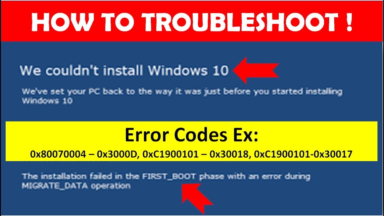 windows 10 first boot error