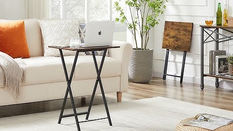 VECELO Foldable TV Tray Portable Wooden Snack Table Set of 2