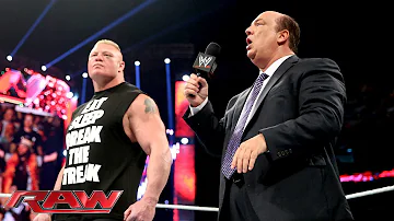 Paul Heyman and Brock Lesnar address the end of The Streak: Raw, April 7, 2014