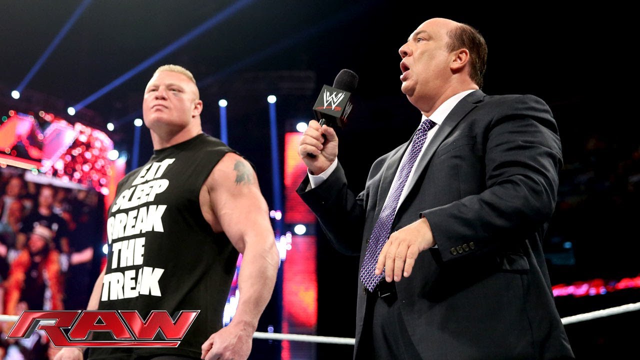 Paul Heyman and Brock Lesnar address the end of The Streak: Raw, April 7, 2014