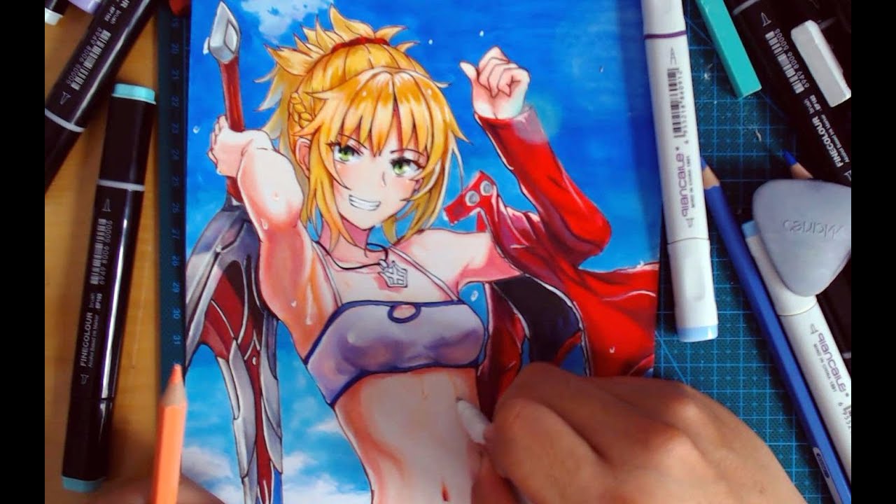 Vẽ Anime nữ cực dễ thương #56【Copic Speedpaint】Vẽ Saber bikini ...