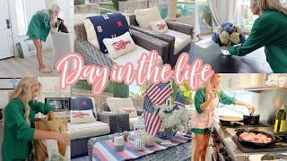 Day in the life // JUNE BACKYARD DECORATING // restocking, surf & Turf Dinner