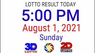 LOTTO RESULT TODAY August 1, 2021 5PM DRAW 2D 3D PCSO