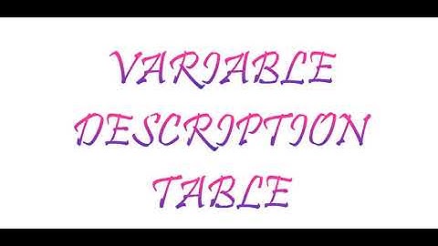 ICSE Class 9 - Variable Description Table - E