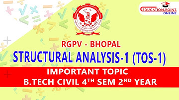 Structural Analysis-1 (TOS-1) Important Topic RGPV Civil 4th Sem 2nd Year