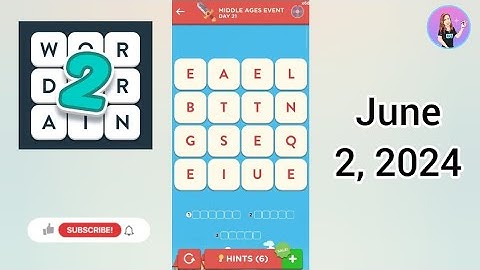 WordBrain 2 Middle Ages Event Day 21 June 2, 2024 Solution