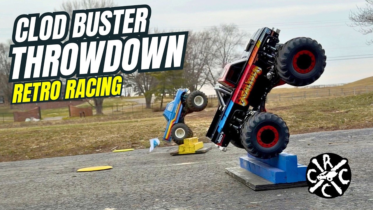 Driveway Retro RC Monster Truck Racing! Clod Busters Throwdown