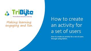 How To Create An Activity For A Set Of Users