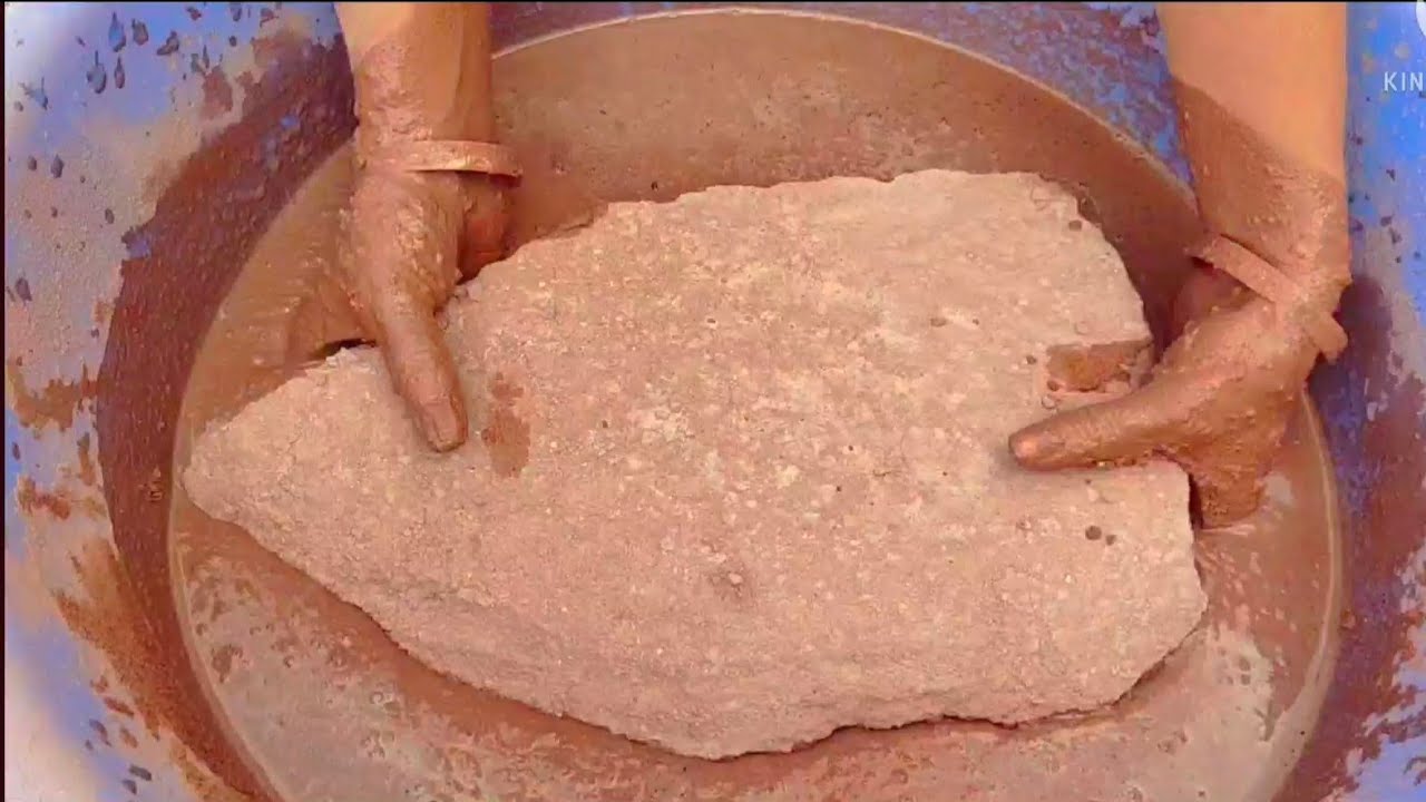 Asmr - Dusty gritty red sand cement crumbling in lots of water 💦 by asasmr #satisfying asmr #redsand