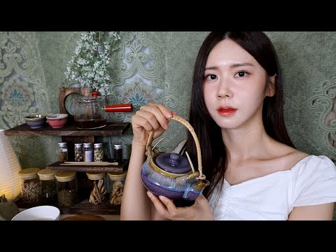 ASMR.sub 영업 잘하는 직원이 향기로운 꽃차 대접해 드려요☕️ | 티카페 상황극 | Tea time with you | Let's Make Tea Blends