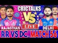 Live rr vs dc match 56  ipl live scores and commentary  rajasthan vs delhi  last 3