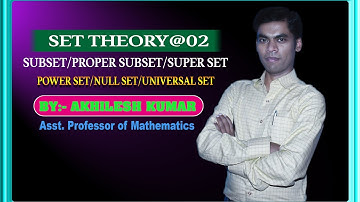 SET THEORY#02 #SUBSET#PROPER SUBSET#SUPER#POWER SET#By:Akhilesh Kumar#Asst.Professor of Mathematics.