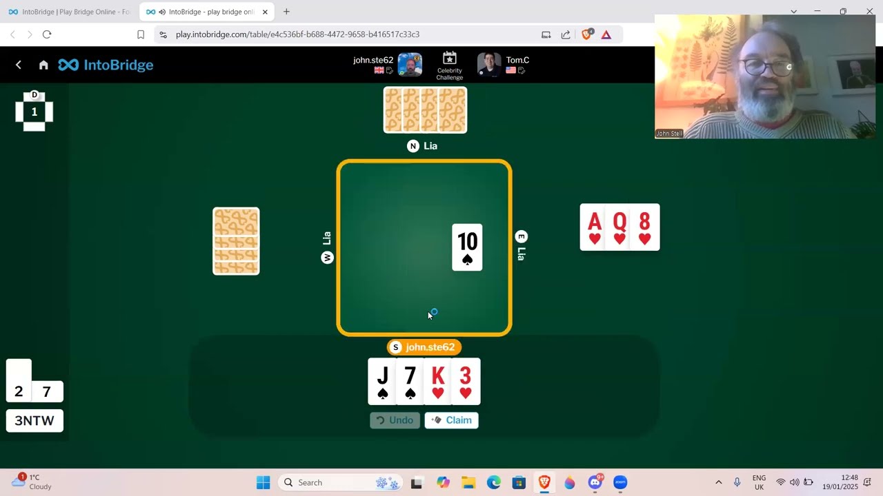 5 Bridge hands against Tom Carmichael - 19th January 2025