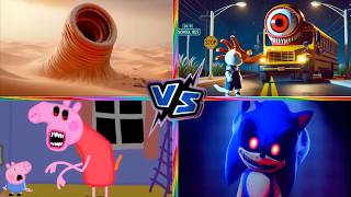 Erosion Worm Vs School Bus Vs Peppa Pig Exe Vs Sonic Exe | Pepe Viral Tiles | Tiles Hop!
