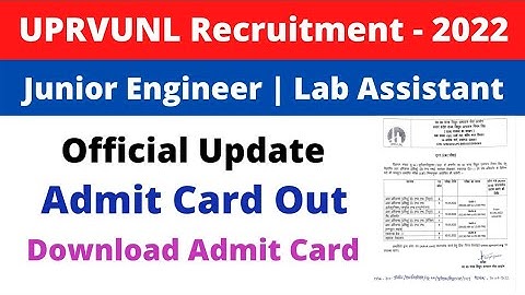 UPRVUNL JE Admit Card Out | UPRVUNL JE Exam Date | UPRVUNL JE Recruitment 2022 | Official Update