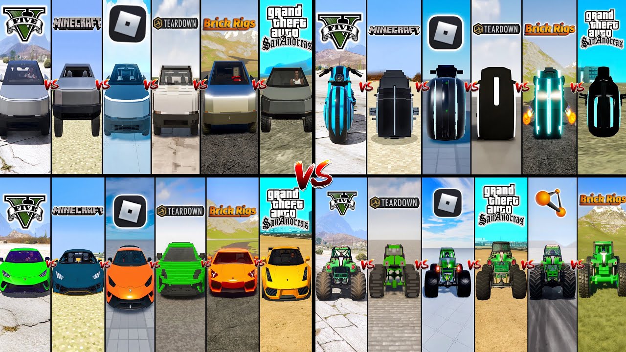 MINECRAFT VS GTA 5 VS TEARDOWN VS GTA SA VS BRICK RIGS VS FORTNITE - ULTIMATE MOMENTS COMPLIATION #1