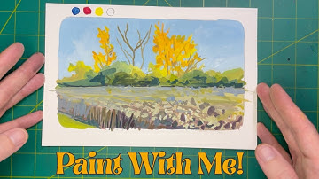 Easy Fall Gouache Trees 🍂 | One Brush, Three Colors (I Painted This 5 Times!)
