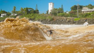 WAIMEA RIVER BREAK GOES XXL! Pro Surfers almost DROWNED) screenshot 4