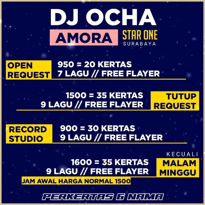 INFO PARTY DJ OCHA AMORA STAR ONE SURABAYA