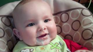 Cute Baby Evan eats cereal 2-24-11