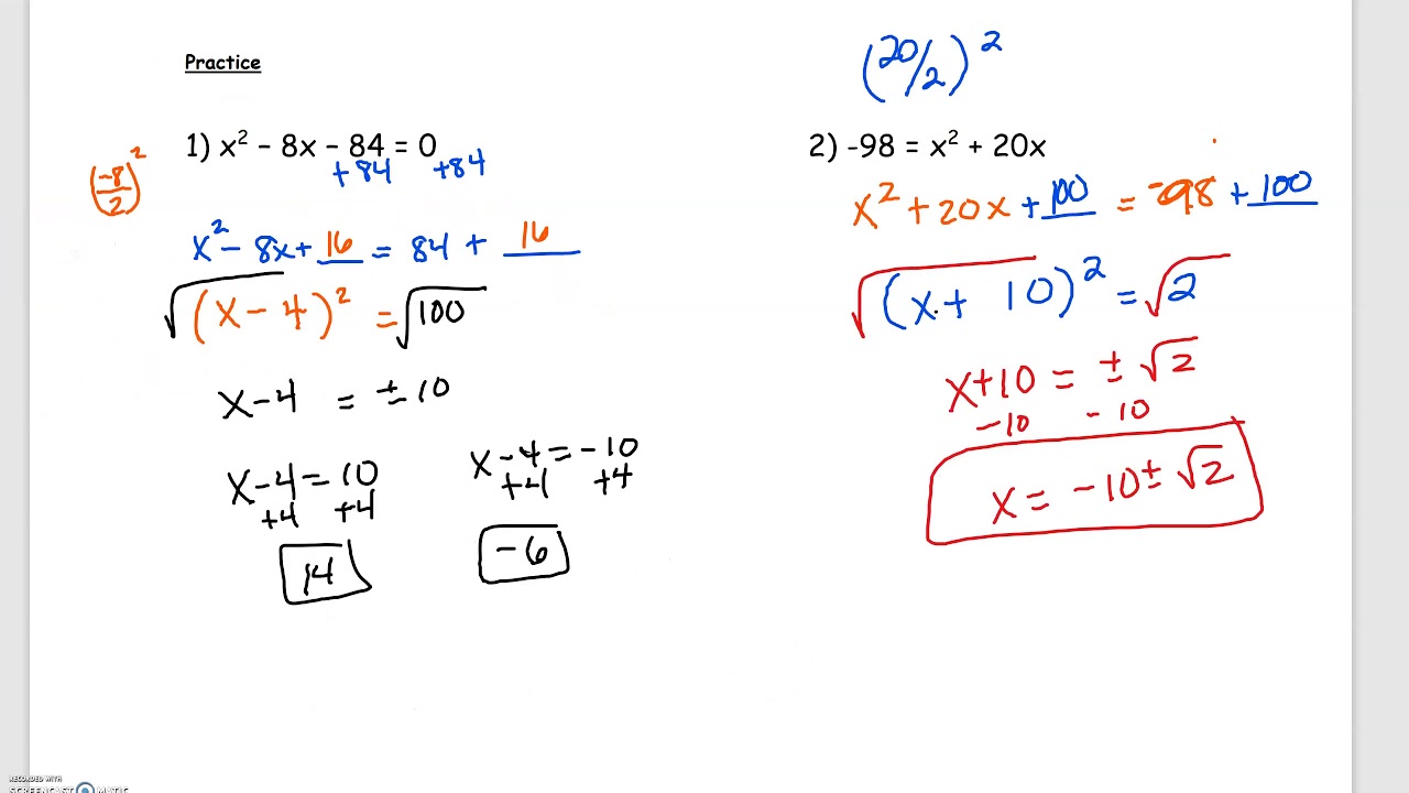 Completing the Square 2020 - YouTube
