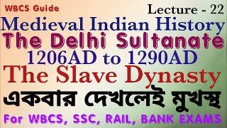 Medieval Indian History, Lec 22, The Delhi Sultanate, The Slave Dynasty (1206AD-1290AD), WBCS, UPSC.
