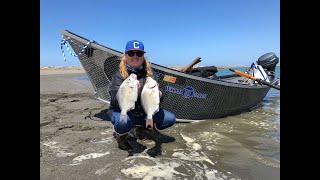 Redtail surfperch fishing on the North Coast at the mouth of the Eel River.