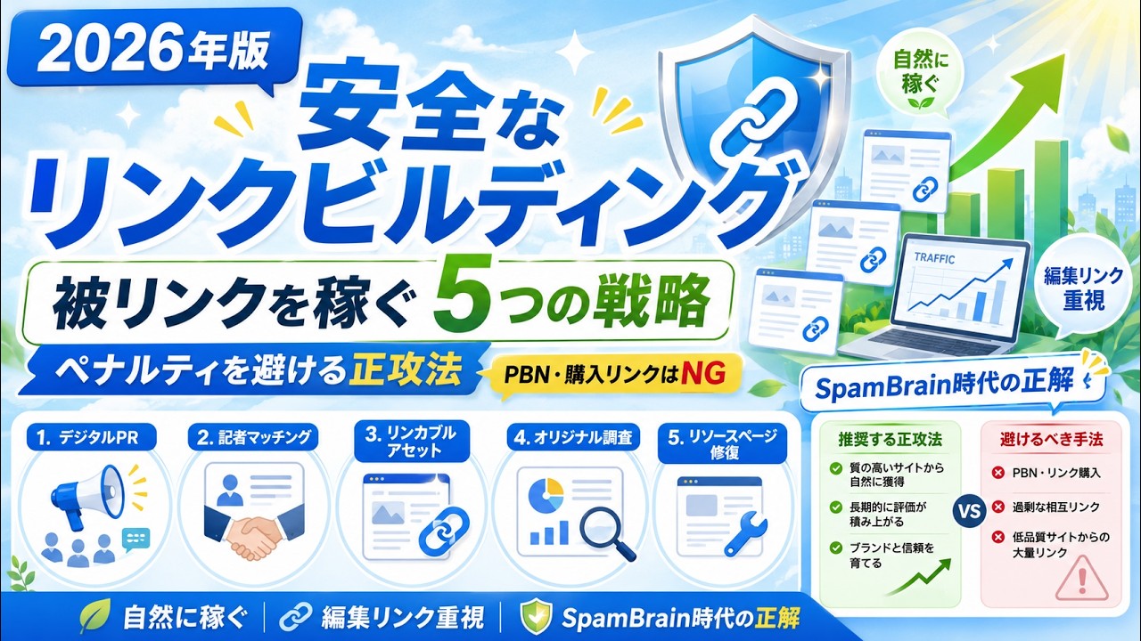 安全なリンクビルディング完全ガイド2026｜デジタルPR・記者マッチング・リンカブルアセット