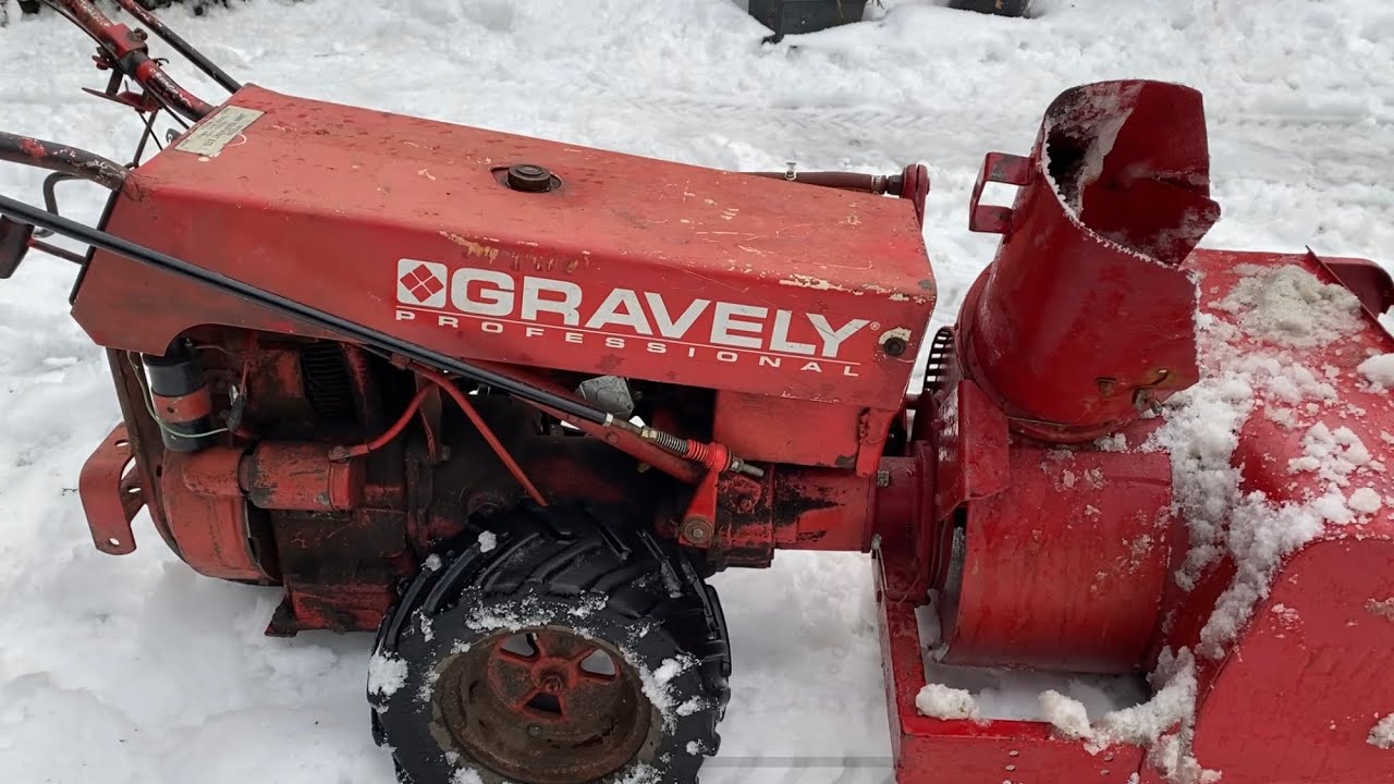 Snow blower gravely walk behind tractor YouTube