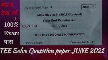 MCS-013 District Mathematics june 2021( PART-1)solve Quesstion BCA/MCA