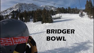 Snowboarding in Bridger bowl, MT