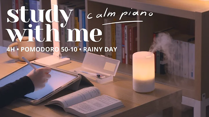 🌧️ 4-HOUR STUDY WITH ME on a Rainy Day | 🎹 Calm Piano Music | Gentle Rain | Pomodoro 50/10