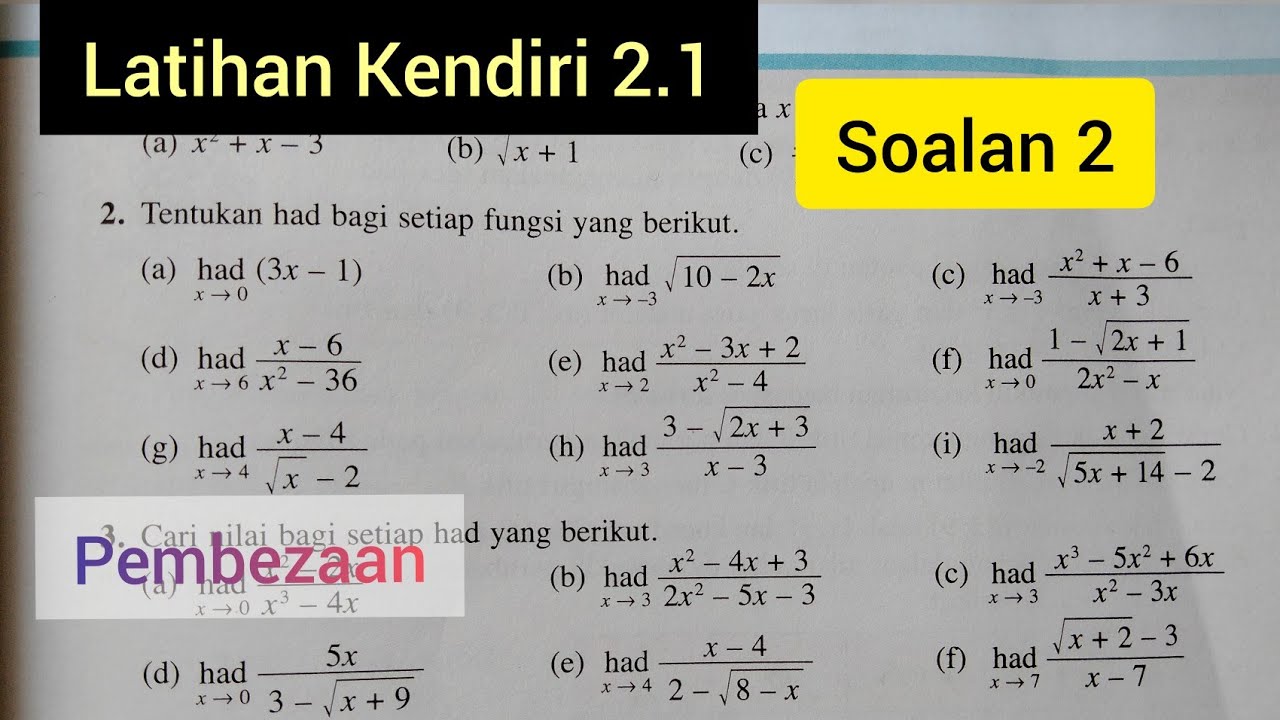 F5 C2 Pembezaan Latihan Kendiri 2 1 Soalan 2 Buku Teks Kssm Youtube