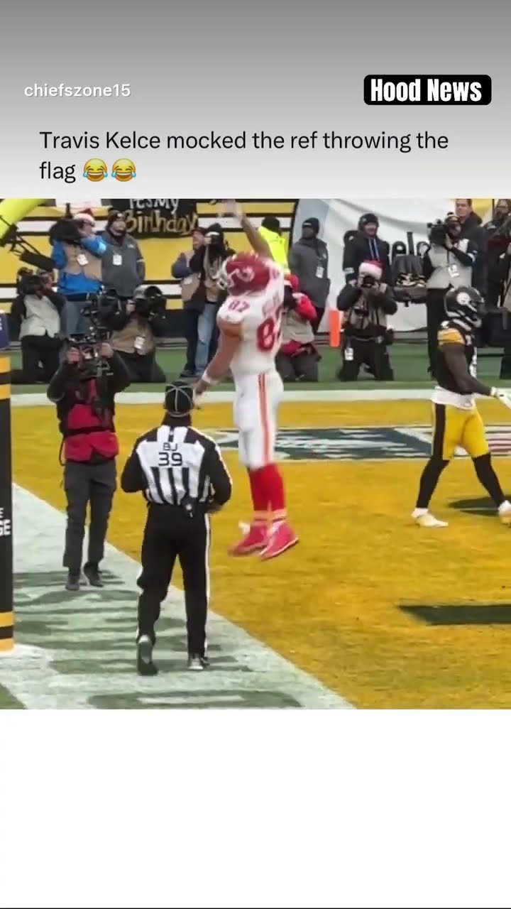 He mocked the ref #hoodnews #chiefs #traviskelce #referee #football #touchdown #steelers #omg #how