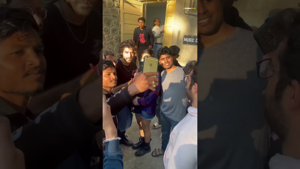 Bollywood Actor Gurmeet Choudhary enjoys a selfie session with his young fans as he attends an event