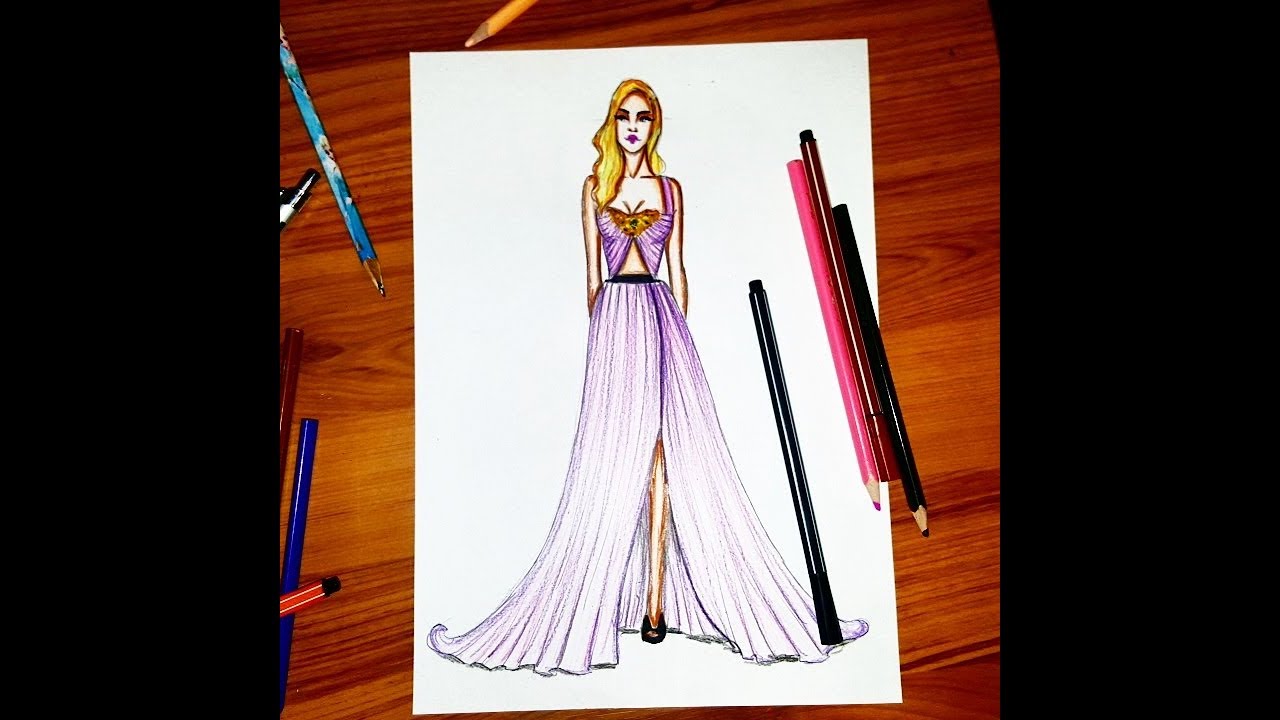 Featured image of post Sketch Fashion Dress Drawings / Vector drawings of fashionable slender girls in summer dress and jeans.