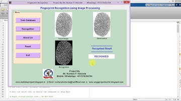Fingerprint Recognition Using Matlab Project Code - Contact WhatsApp +917276355704
