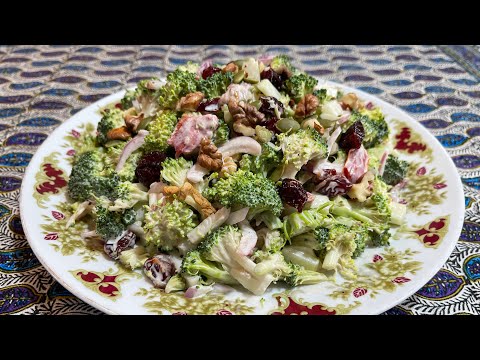 Creamy broccoli + Cranberry salad/easy salad dressing👌😋 ￼