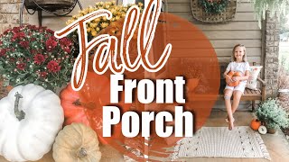 FARMHOUSE FALL FRONT PORCH MAKEOVER \/\/ FALL FRONT PORCH 2021 \/\/ FRONT PORCH CLEAN AND DECORATE