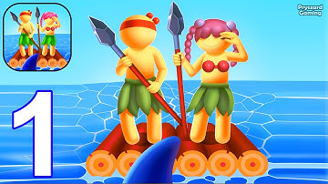 Raft Survivors - Gameplay Walkthrough Part 1 Tutorial Stickman Raft Survival Ocean Nomad (Android)