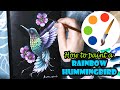 DIY: How to paint a rainbow hummingbird by a filbert brush, acrylic painting, Zhostvo style