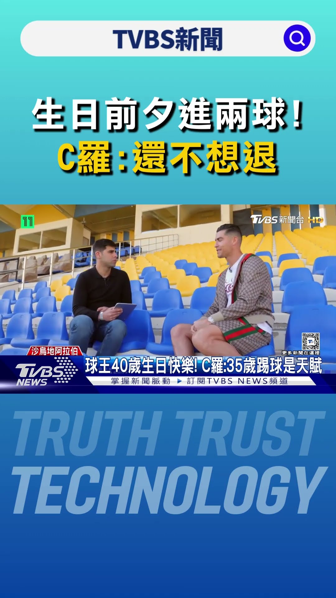生日前夕進兩球! 時報廣場雕像慶祝40歲 C羅:還不想退｜TVBS新聞 @TVBSNEWS01
