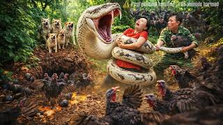72 Hours Survival: Giant Python Attacks Girl Harvesting Black Eggs – Chaos Erupts in Turkey Farm!
